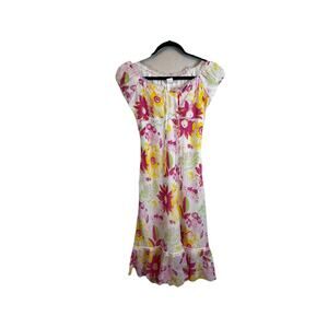 VTG‎ Dress 90s White Pink Floral Midi Size 5/6 (S) Y2K Milkmade USA Ditsy
